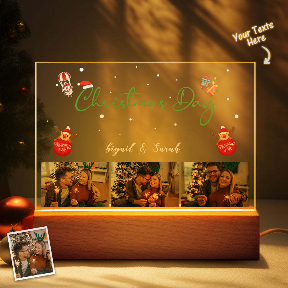 Christmas Day Personalized Photo Night Light Custom Name Couple Gifts - mymoonlampau