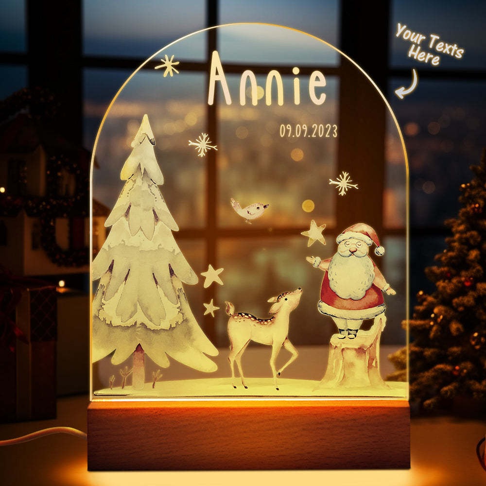 Custom Name Christmas Tree Personalized Santa Elk Baby Night Light Bedroom Christmas Gift - mymoonlampau