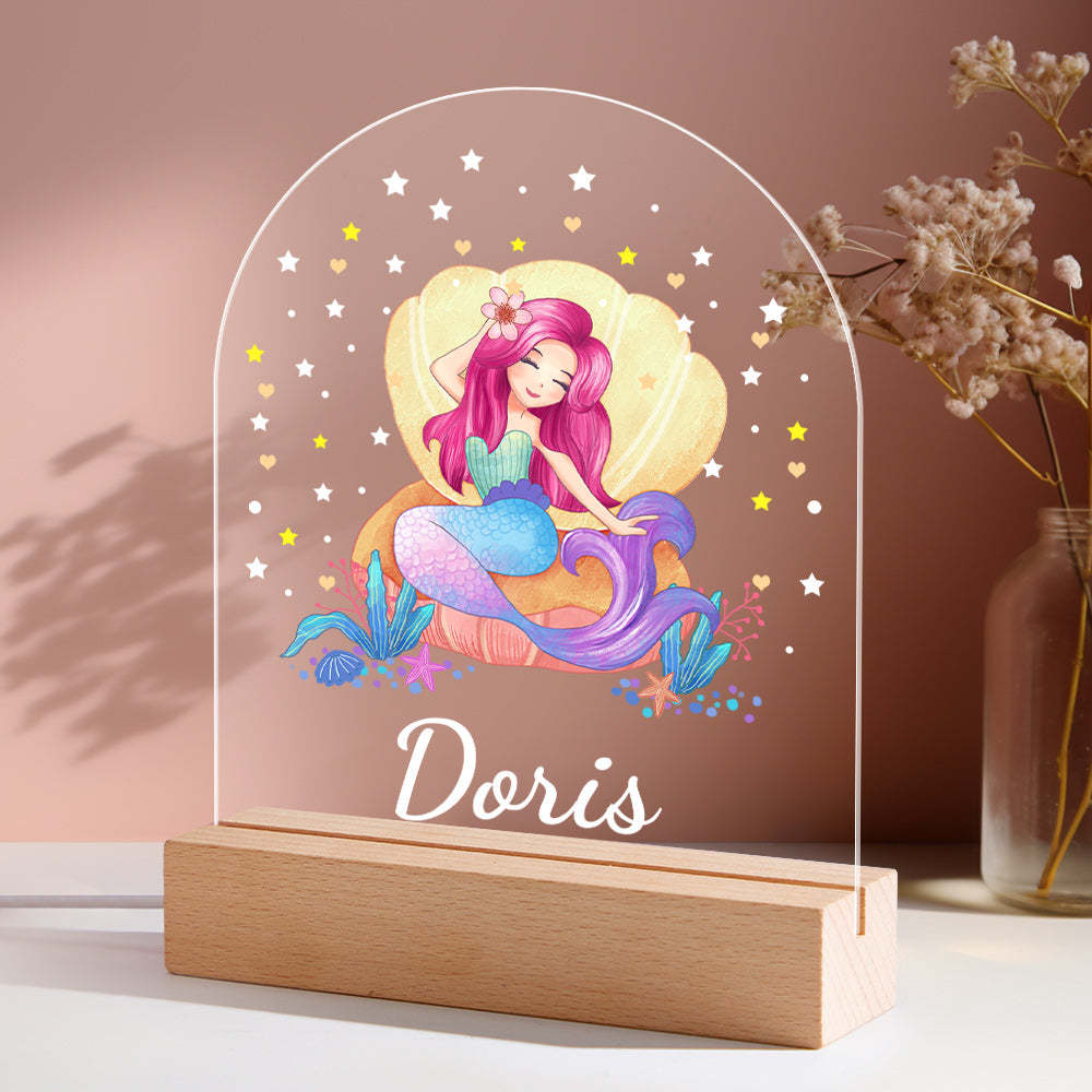 Personalised Mermaid Night Light Custom Name Gift set Birthday Gift - mymoonlampau