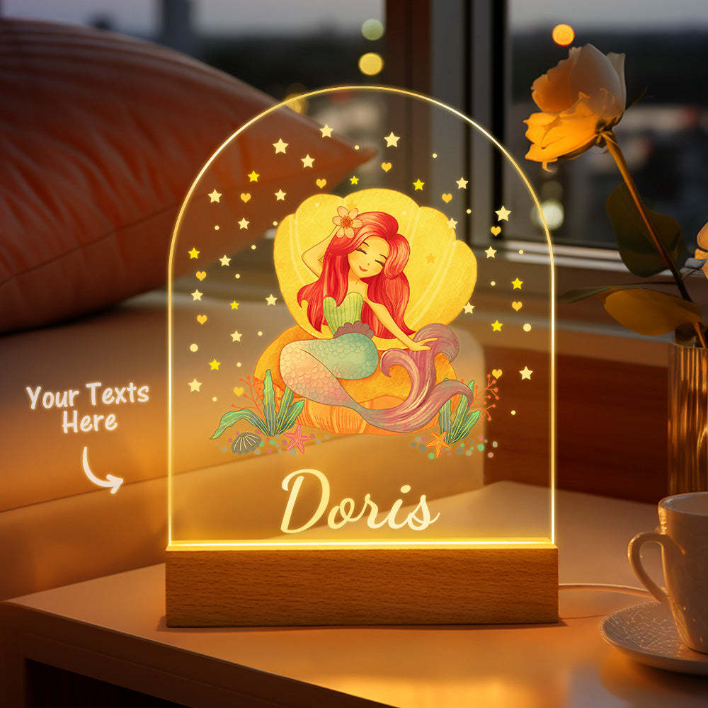 Personalised Mermaid Night Light Custom Name Gift set Birthday Gift - mymoonlampau