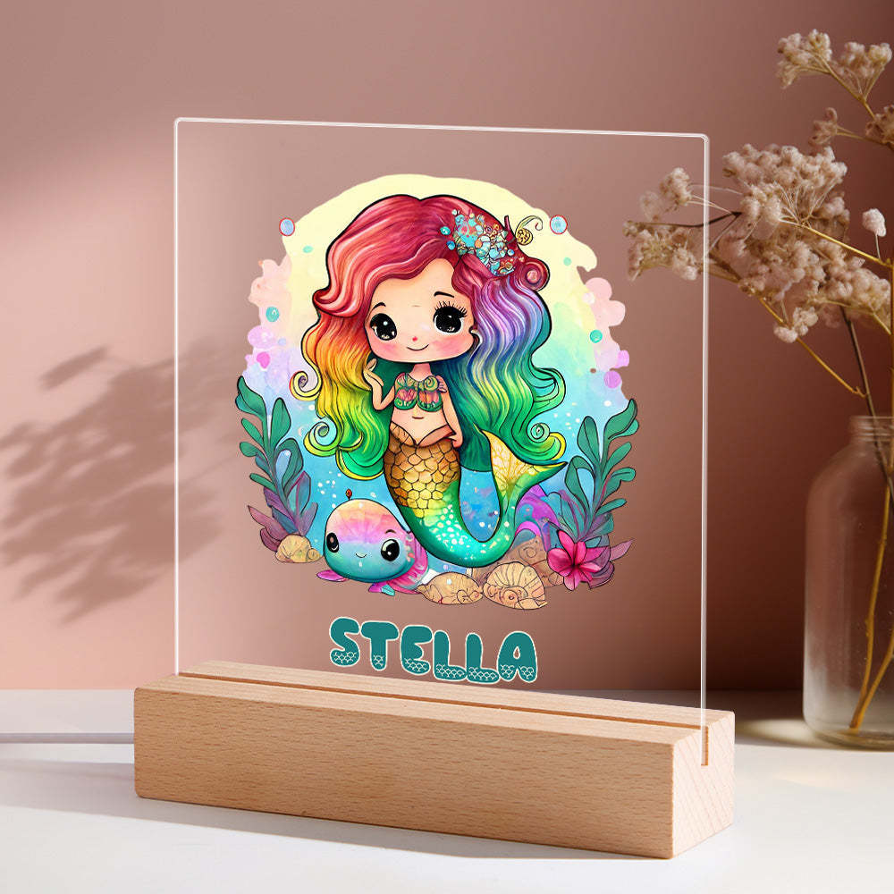 Colorful Mermaid Magical Princess Girls Room Decor Name Night Light LED Personalized Seven Color Options Gift - mymoonlampau