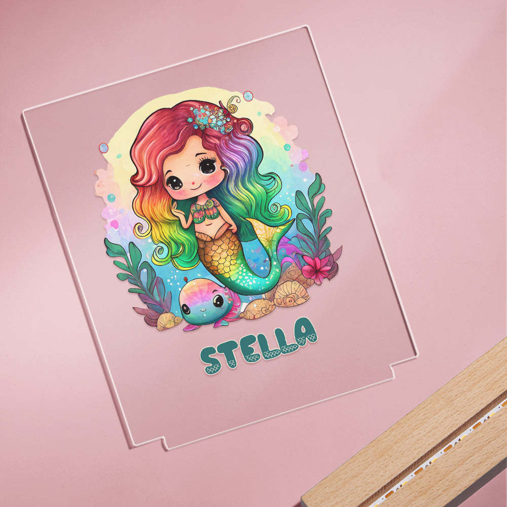 Colorful Mermaid Magical Princess Girls Room Decor Name Night Light LED Personalized Seven Color Options Gift - mymoonlampau