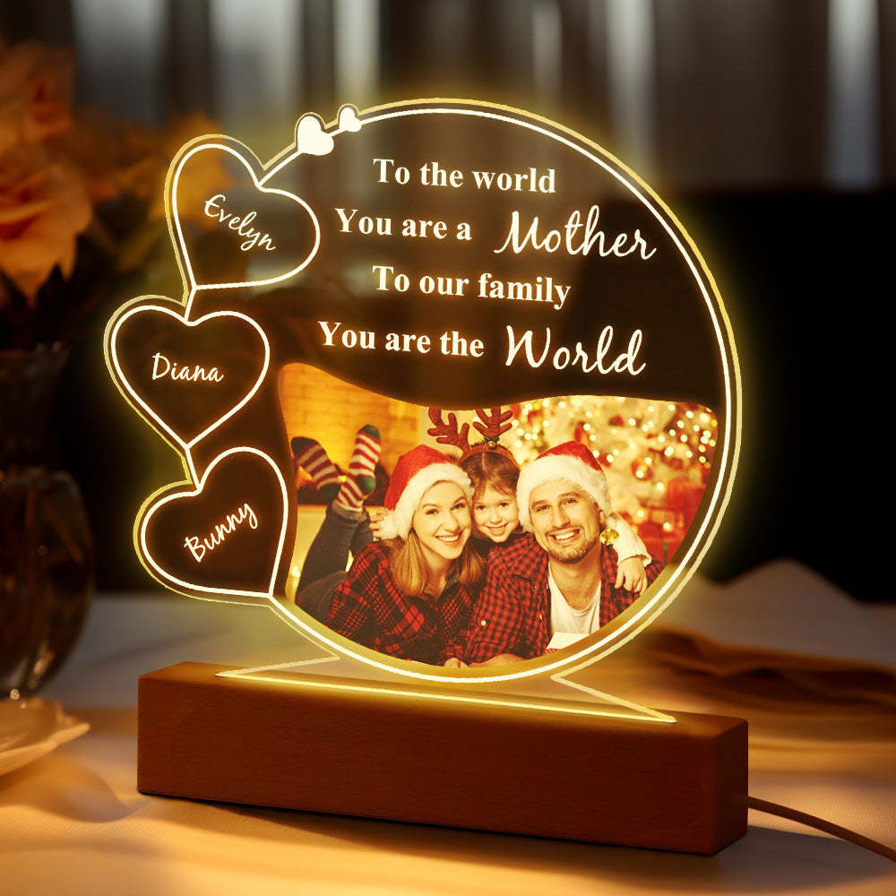 Custom Photo and Names Acrylic Plaque Lamp Gifts for Mom - mymoonlampau