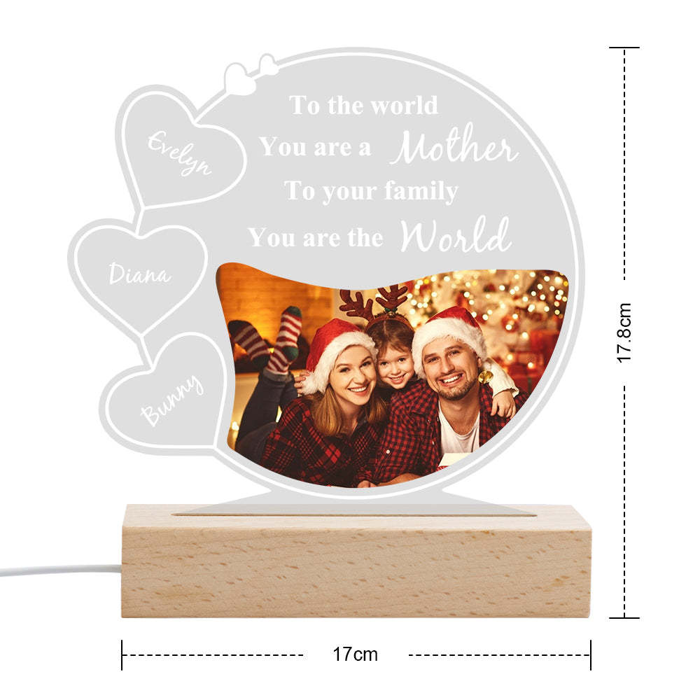 Custom Photo and Names Acrylic Plaque Lamp Gifts for Mom - mymoonlampau