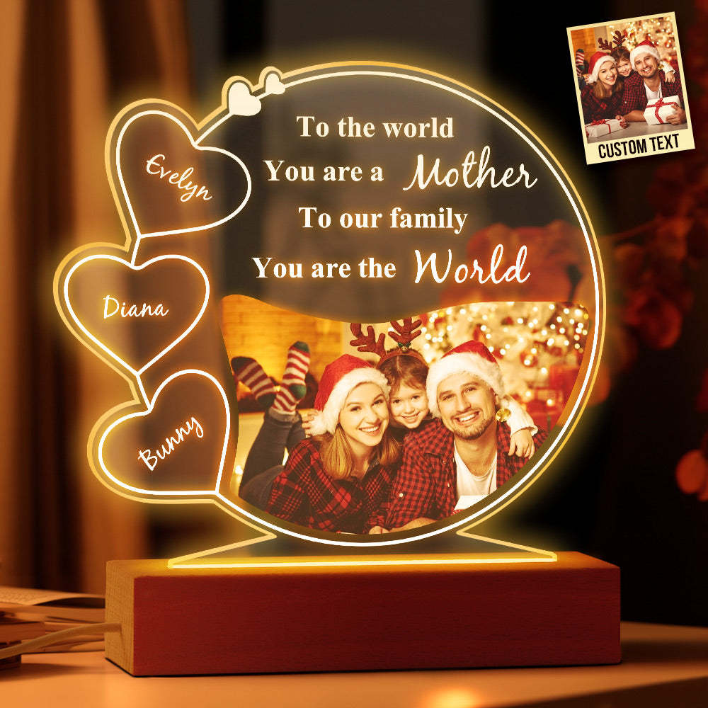 Custom Photo and Names Acrylic Plaque Lamp Gifts for Mom - mymoonlampau