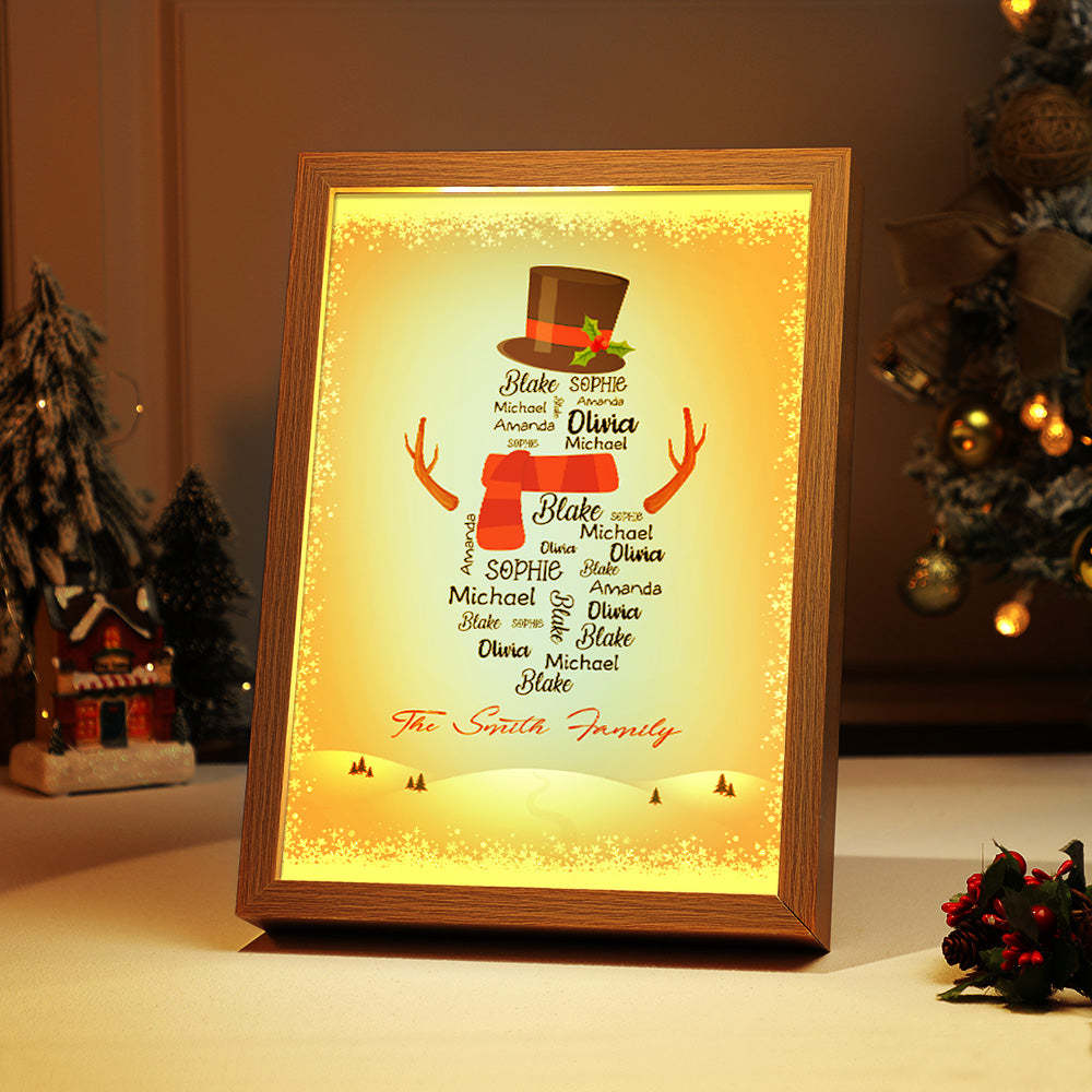 Personalised Family Names Lamp Custom Christmas Snowman Light Christmas Gift - mymoonlampau