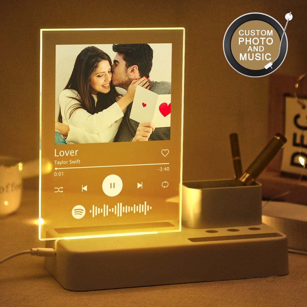 Personalized Photo Custom Spotify Code Acrylic Light Pen Holder Lamp - mymoonlampau