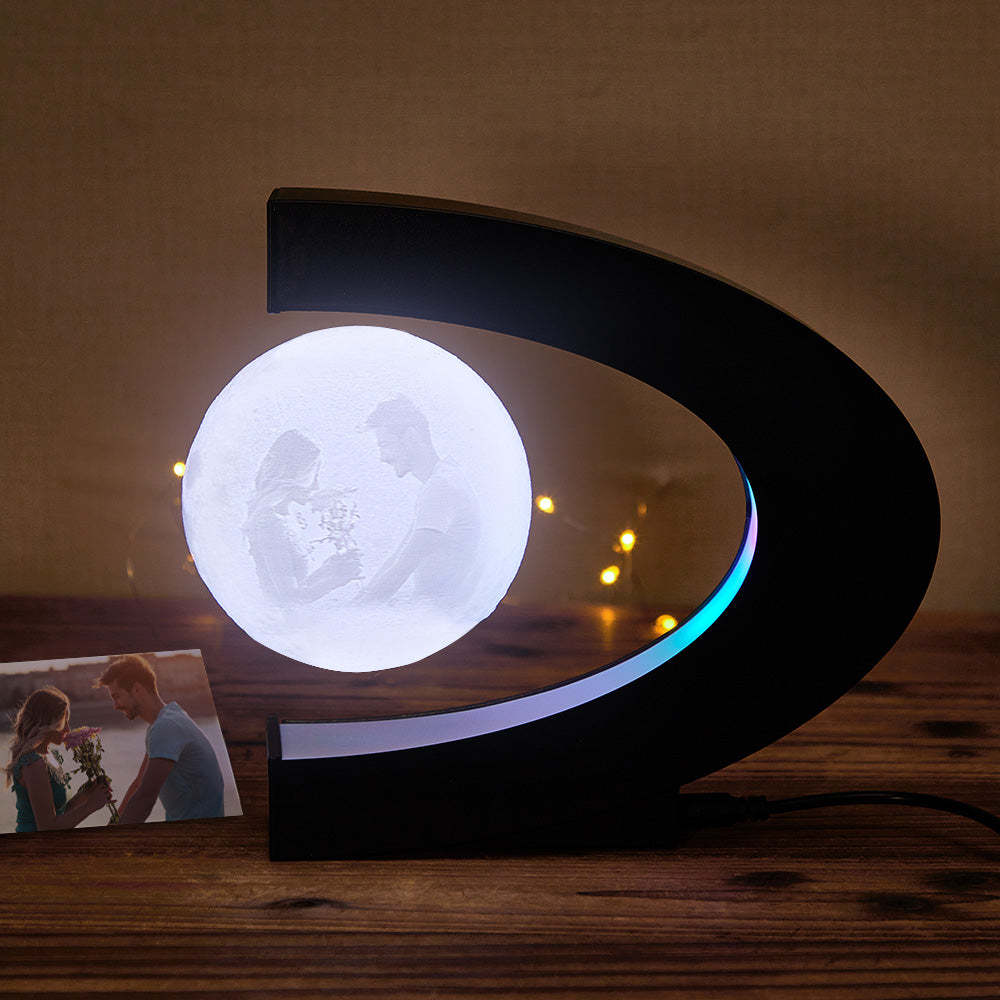 Custom Photo Magnetic Moon Lamp 3D Rotating Light Gift For Men - mymoonlampau