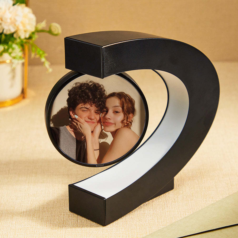 Custom Photo Magnetic Lamp Rotating Picture C-shaped Frame Memorial Gift For Men - mymoonlampau