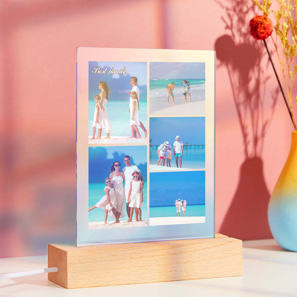 Custom Multi Photo Transparent Gradient Color Night Light Personalised Collage Photo Lamp Christmas Gift - mymoonlampau