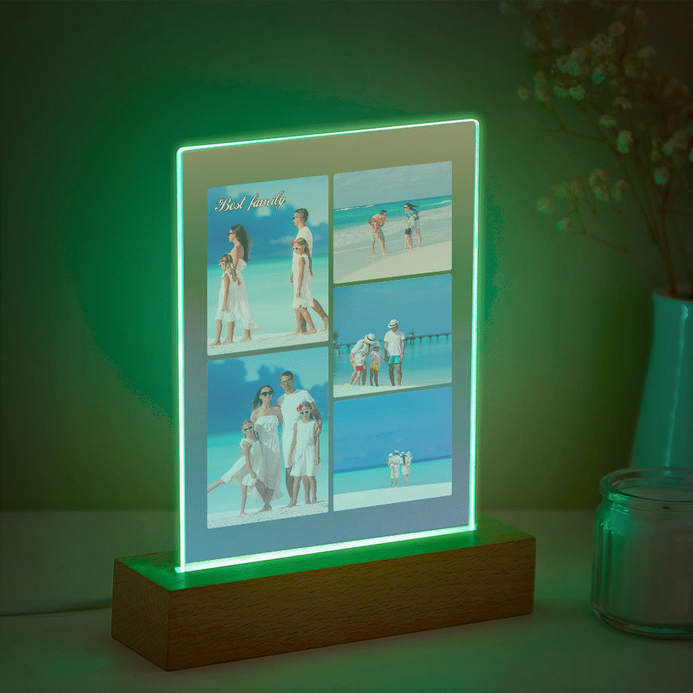 Custom Multi Photo Transparent Gradient Color Night Light Personalised Collage Photo Lamp Christmas Gift - mymoonlampau