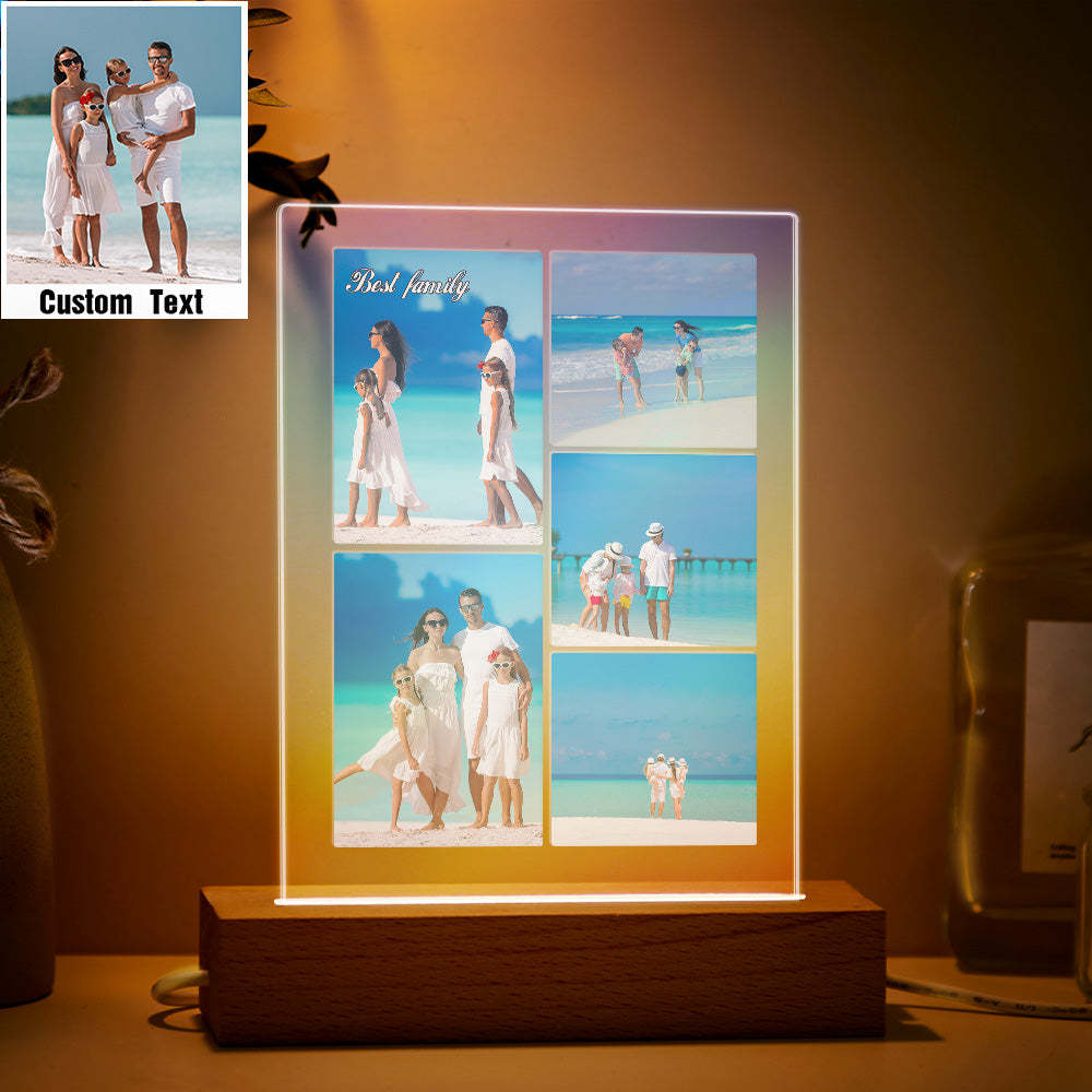 Custom Multi Photo Transparent Gradient Color Night Light Personalised Collage Photo Lamp Christmas Gift - mymoonlampau