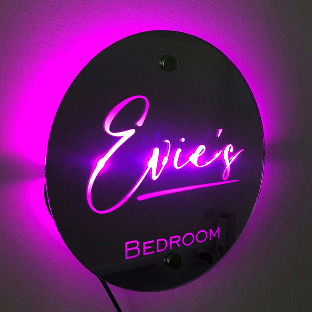 Custom Name Round Mirror Marquee Light Gift - photomoonlamp