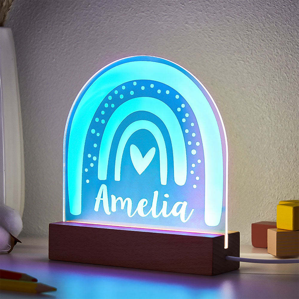 Personalised Engraved Rainbow Shape Colorful Laser Lamp Lovely Transparent Gradient Color Ornaments For Children - mymoonlampau