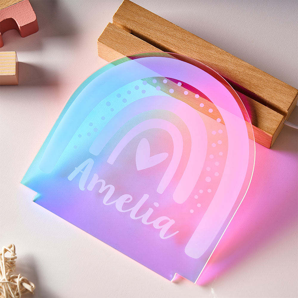 Personalised Engraved Rainbow Shape Colorful Laser Lamp Lovely Transparent Gradient Color Ornaments For Children - mymoonlampau