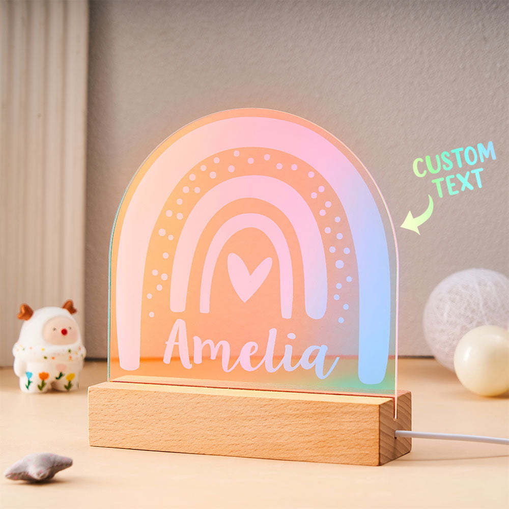Personalised Engraved Rainbow Shape Colorful Laser Lamp Lovely Transparent Gradient Color Ornaments For Children - mymoonlampau