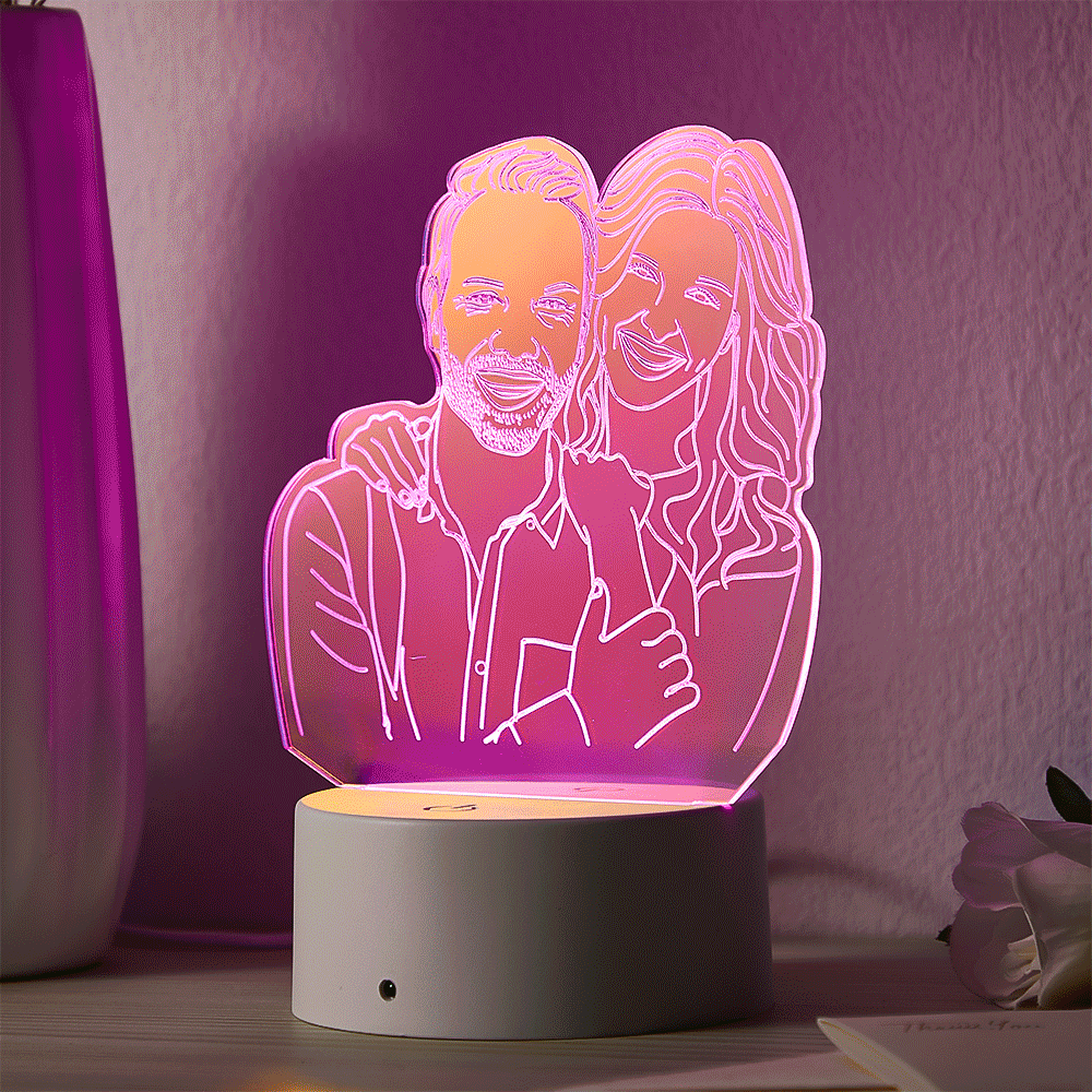 Custom Photo Transparent Gradient Color Acrylic Lamp LED Colorful Night Light  Home Decoration For Her - mymoonlampau
