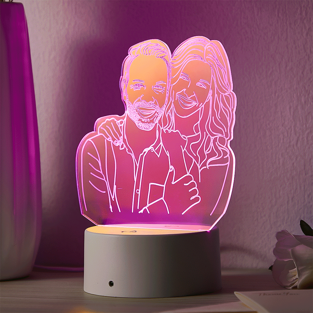 Custom Photo Transparent Gradient Color Acrylic Lamp LED Colorful Night Light Home Decoration For Her - mymoonlampau