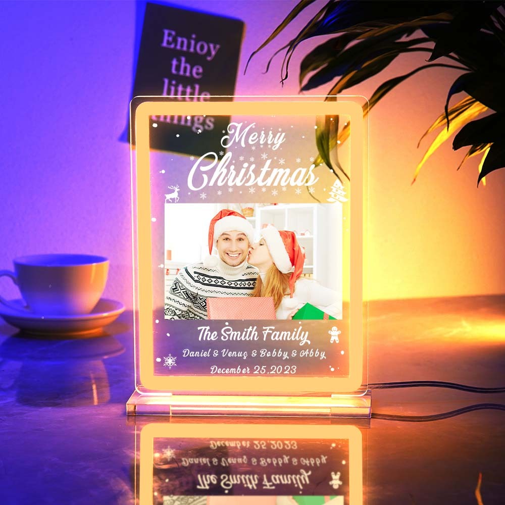 Personalised Photo Night Light With Neon Sign Custom Text Plaque Lamp Christmas Gifts - mymoonlampau