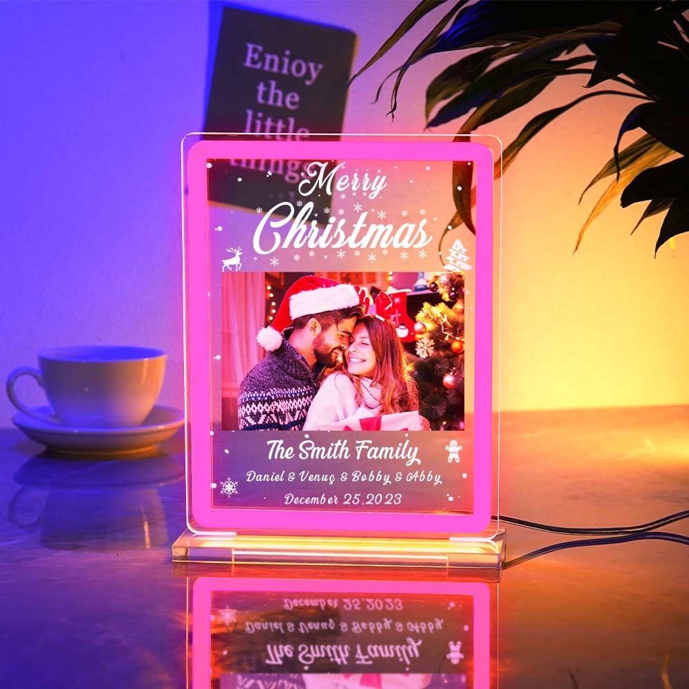 Personalised Photo Night Light With Neon Sign Custom Text Plaque Lamp Christmas Gifts - mymoonlampau