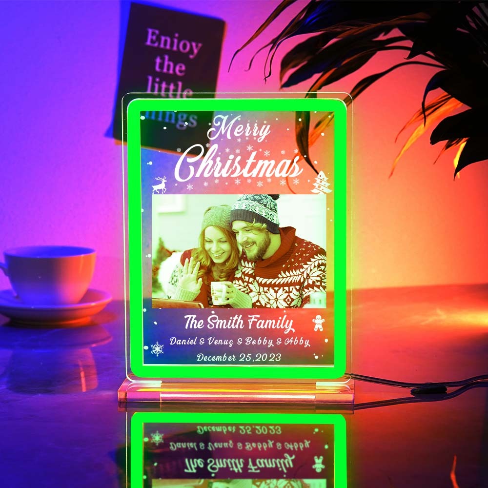 Personalised Photo Night Light With Neon Sign Custom Text Plaque Lamp Christmas Gifts - mymoonlampau