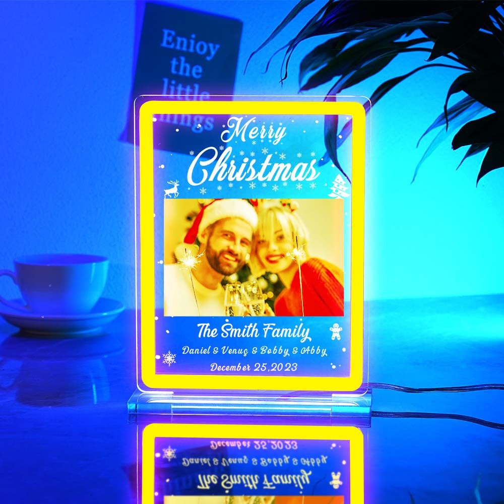 Personalised Photo Night Light With Neon Sign Custom Text Plaque Lamp Christmas Gifts - mymoonlampau