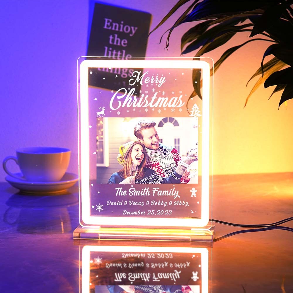 Personalised Photo Night Light With Neon Sign Custom Text Plaque Lamp Christmas Gifts - mymoonlampau
