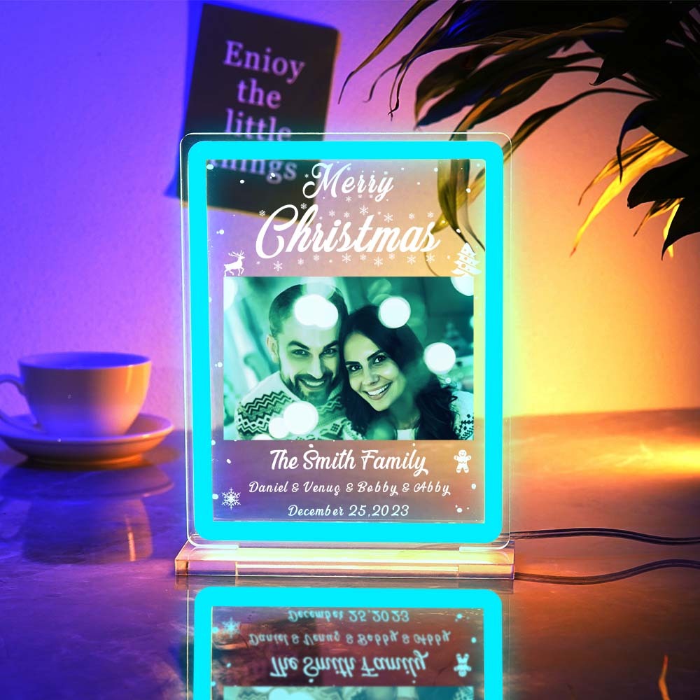 Personalised Photo Night Light With Neon Sign Custom Text Plaque Lamp Christmas Gifts - mymoonlampau