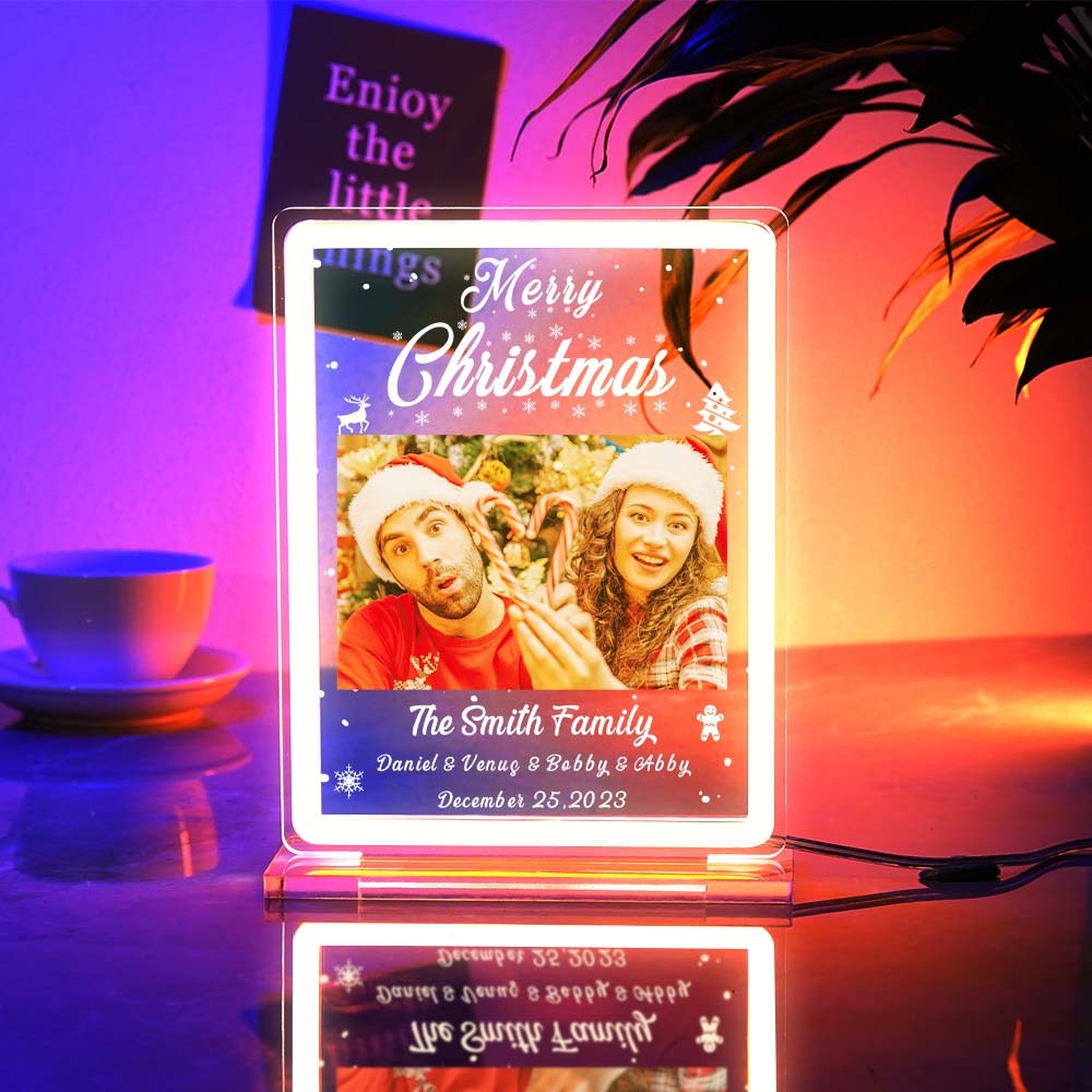 Personalised Photo Night Light With Neon Sign Custom Text Plaque Lamp Christmas Gifts - mymoonlampau