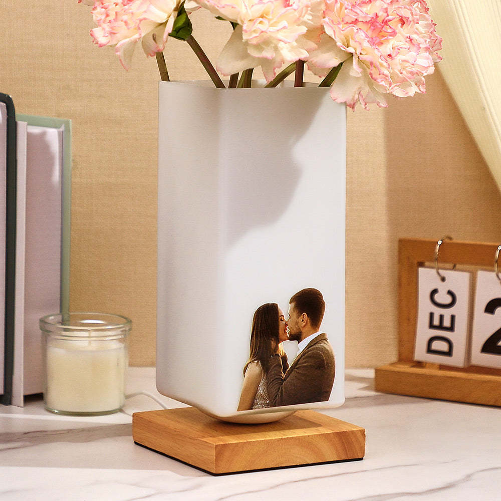 Custom Photo Vase Night Light Personalized Elegant Lamp Valentine's Day Gifts - mymoonlampau