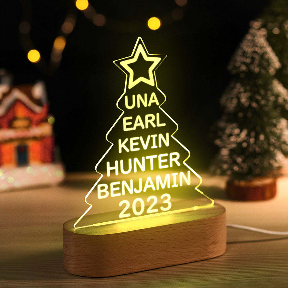 Custom Family Names Christmas Tree Night Light Colorful Acrylic Lamp Christmas Day Gifts - mymoonlampau