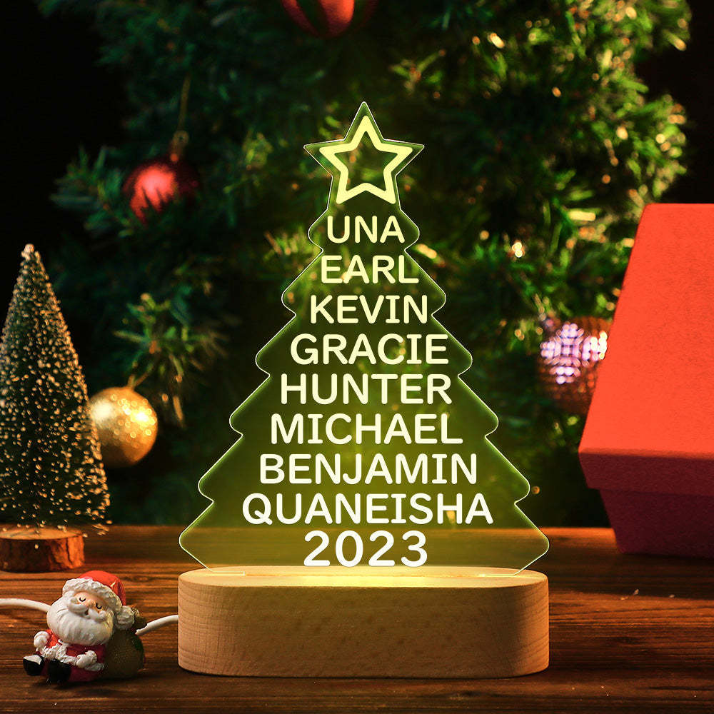 Custom Family Names Christmas Tree Night Light Colorful Acrylic Lamp Christmas Day Gifts - mymoonlampau