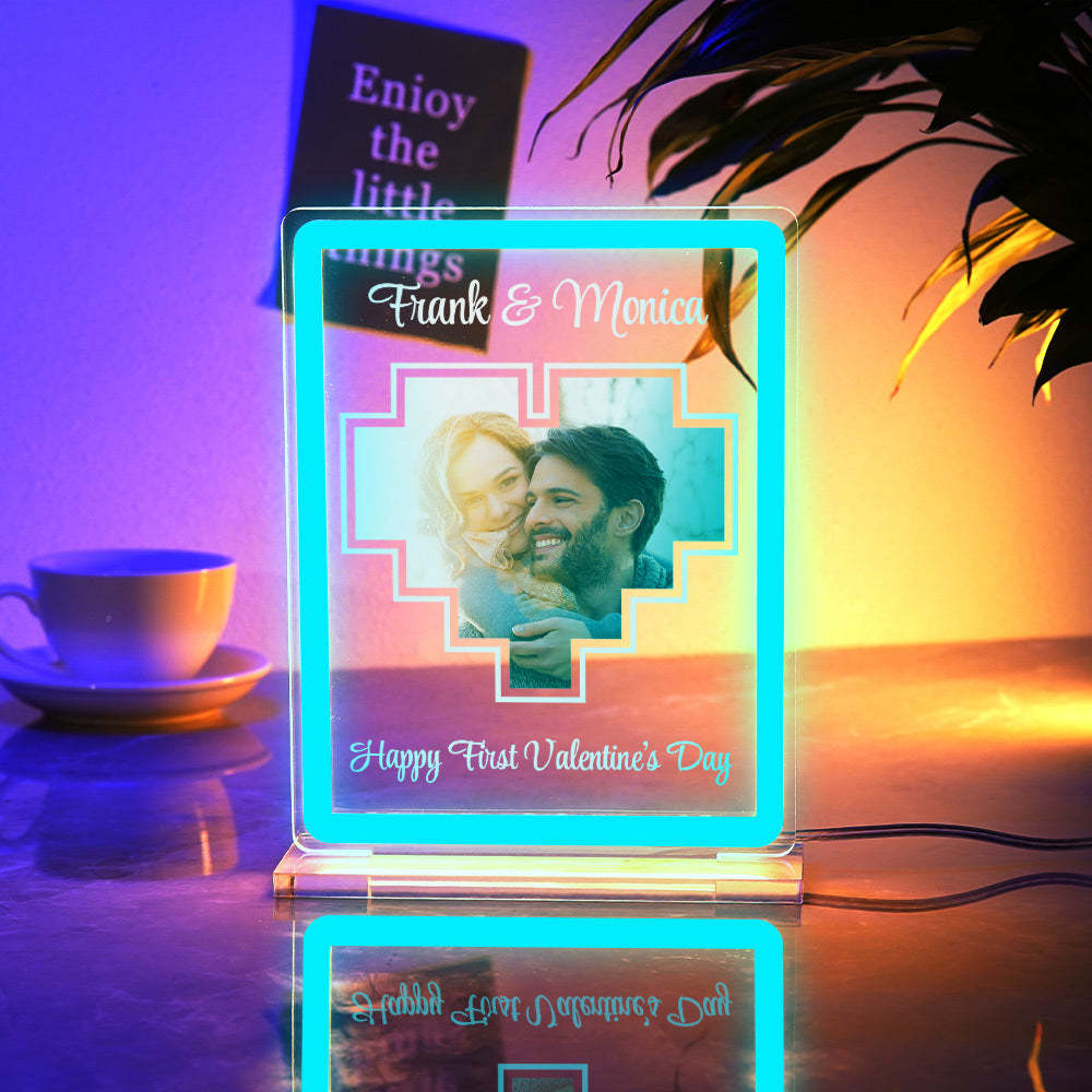 Personalized Acrylic Plaque Neon Night Light Dreamy Atmosphere With Your Photo and Name Gift For Girlfriend - mymoonlampau