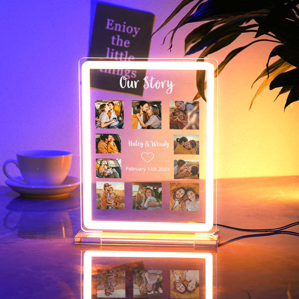 Multiple Picture Customization Colored Night Light Personalized Neon Light Up Sign Valentine's Day Gift - mymoonlampau