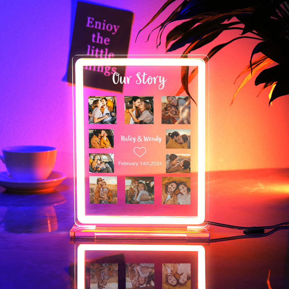 Multiple Picture Customization Colored Night Light Personalized Neon Light Up Sign Valentine's Day Gift - mymoonlampau