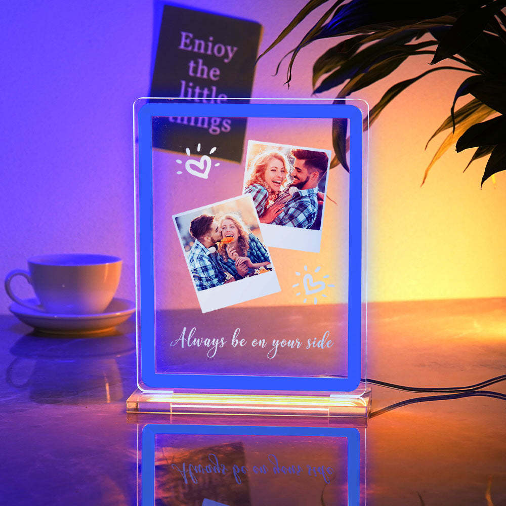 Custom Polaroid Photo Design Neon Night Light Colorful Acrylic Plaque Lamp Gifts For Couples - mymoonlampau