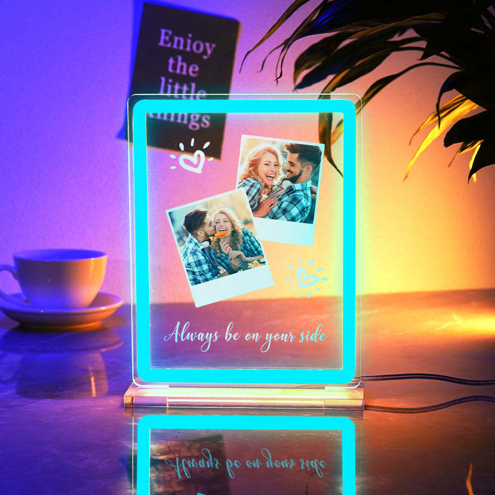 Custom Polaroid Photo Design Neon Night Light Colorful Acrylic Plaque Lamp Gifts For Couples - mymoonlampau