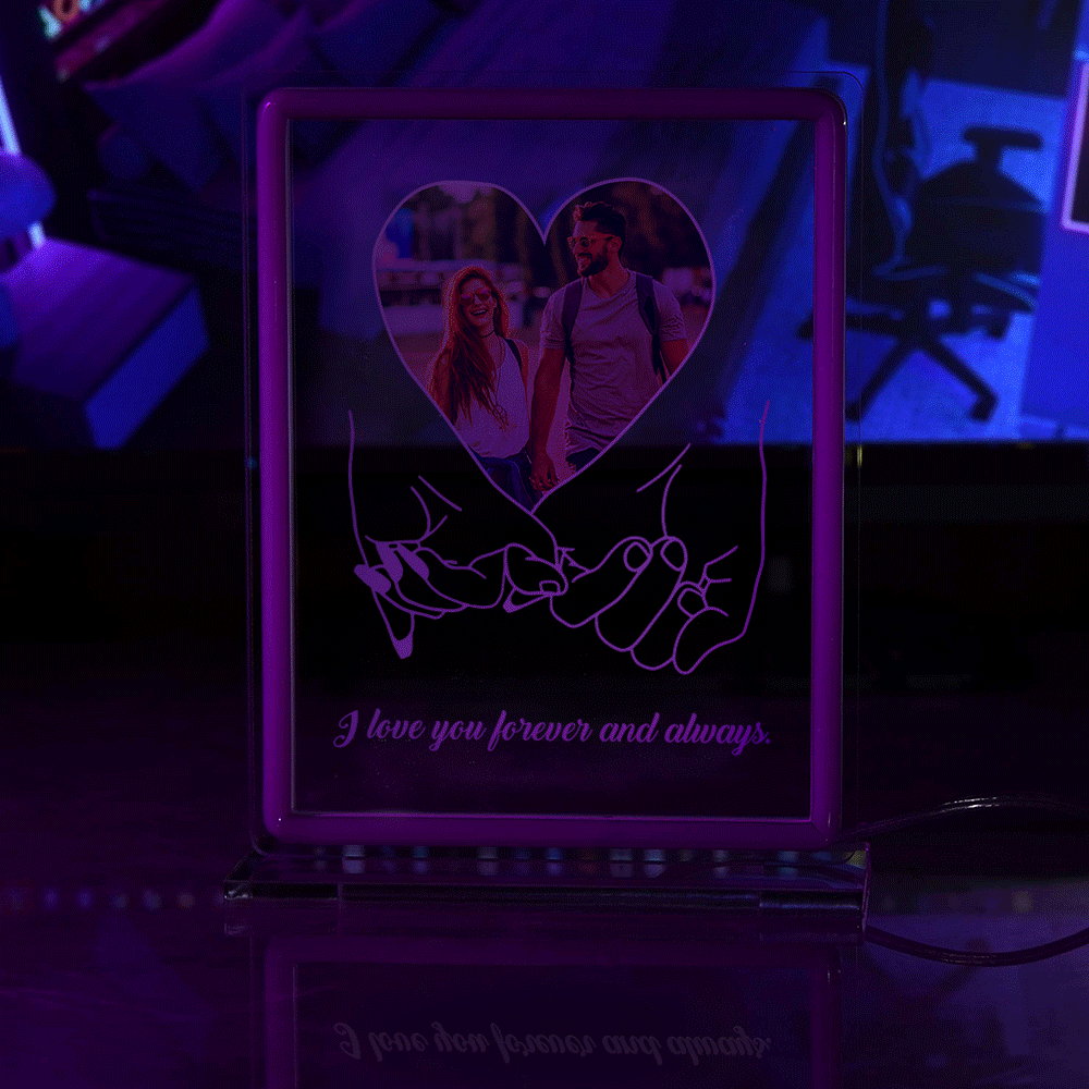 Personalized Photo Neon Sign Night Light Love Heart Custom Text Hand In Hand Plaque Lamp Valentine Gifts - mymoonlampau