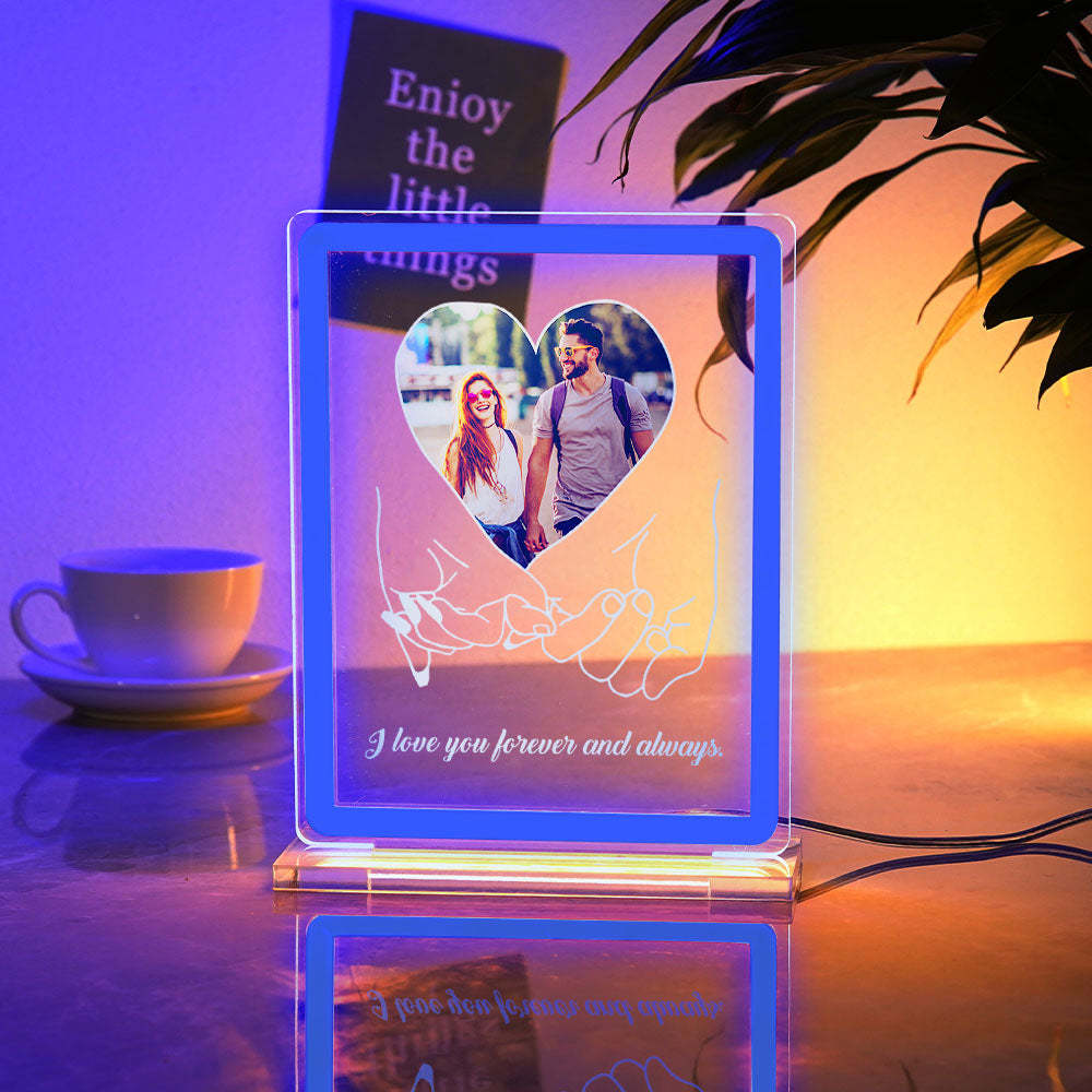 Personalized Photo Neon Sign Night Light Love Heart Custom Text Hand In Hand Plaque Lamp Valentine Gifts - mymoonlampau