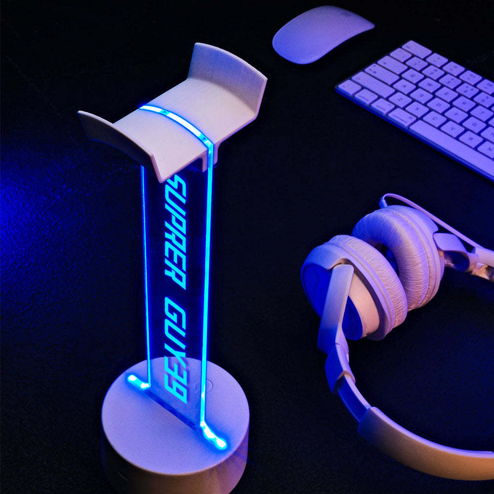 Personalized Text Headphone Stand Night Light Trendy Gamer Headset Holder Gifts For Him - mymoonlampau