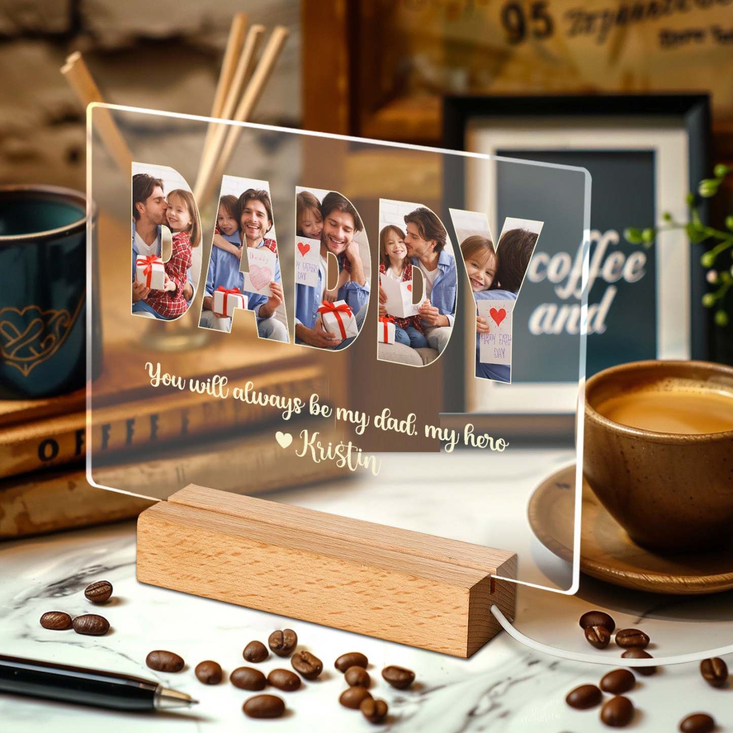 Personalized Dad Photo Acrylic LED Light Best Gift for Dad -