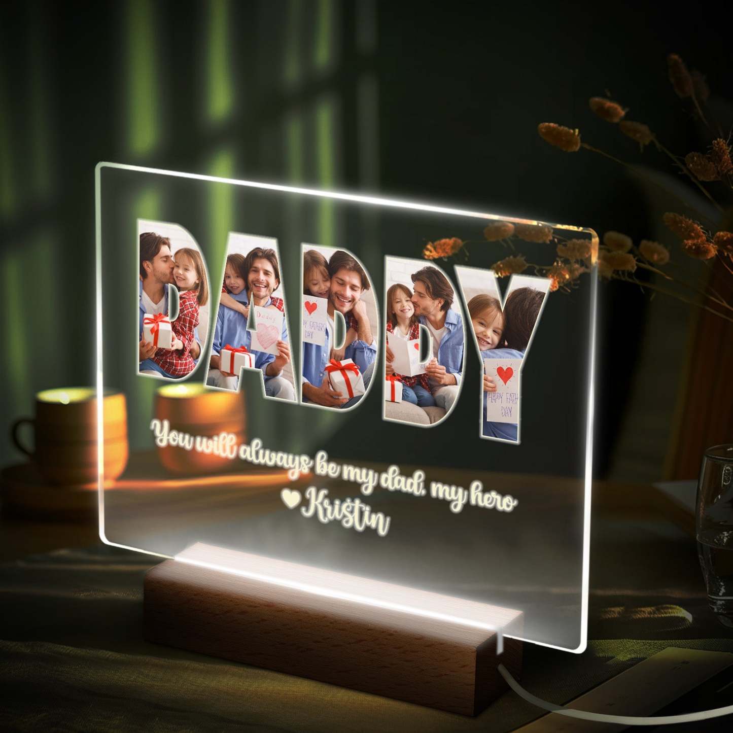 Personalized Dad Photo Acrylic LED Light Best Gift for Dad -