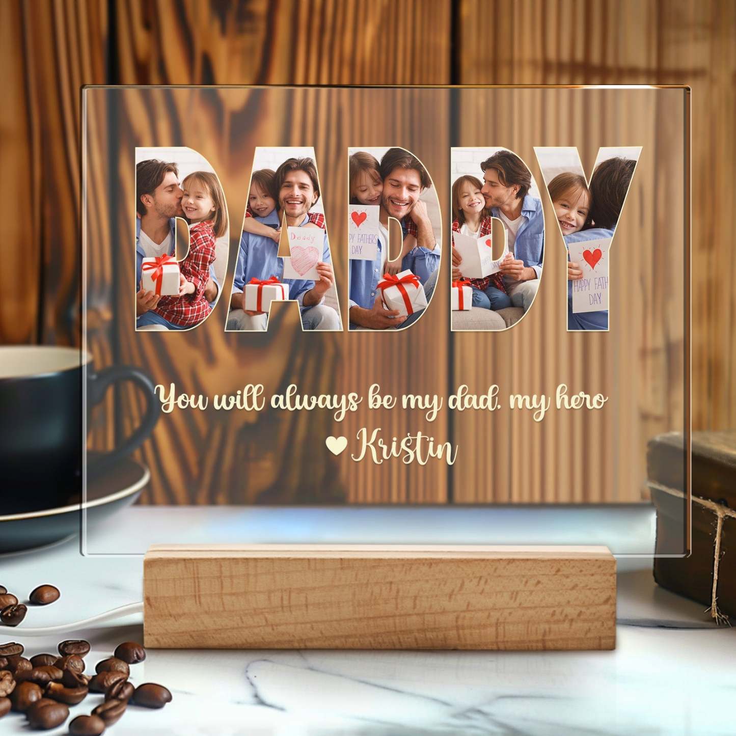 Personalized Dad Photo Acrylic LED Light Best Gift for Dad -