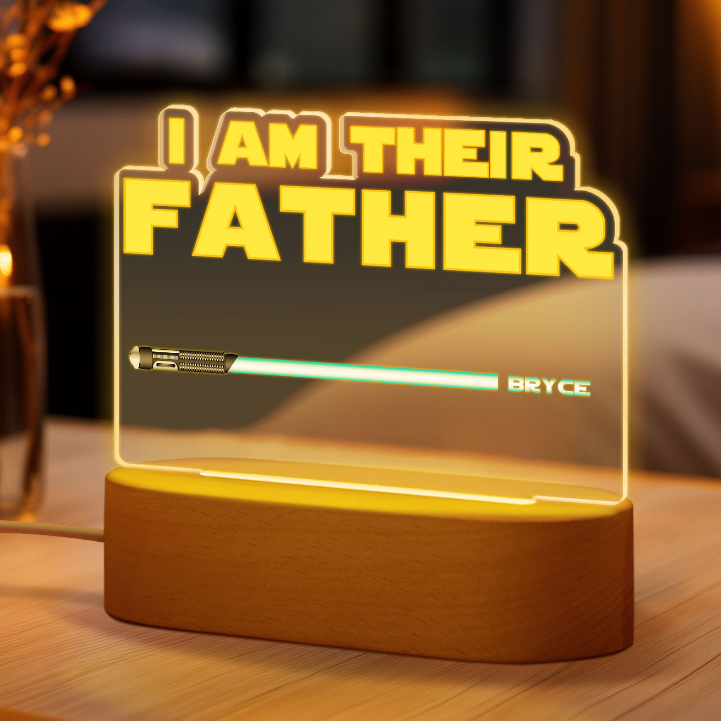 I Am Their Father Personalized Lightsaber Night Light with Kids Names Custom Gifts for Dad -