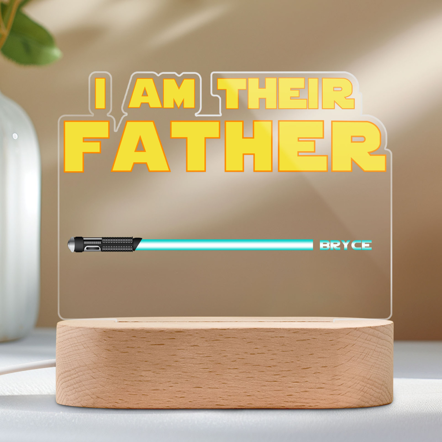I Am Their Father Personalized Lightsaber Night Light with Kids Names Custom Gifts for Dad -