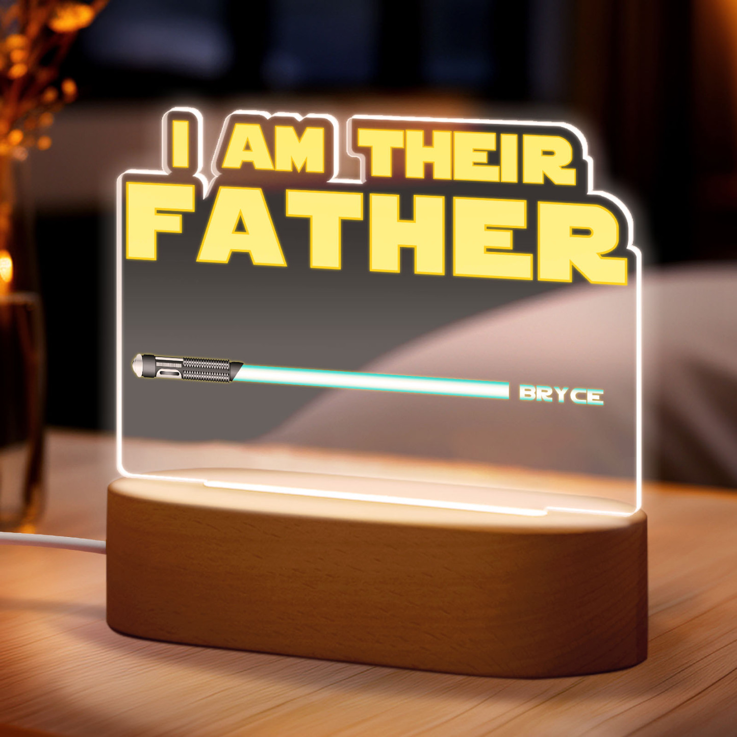 I Am Their Father Personalized Lightsaber Night Light with Kids Names Custom Gifts for Dad -
