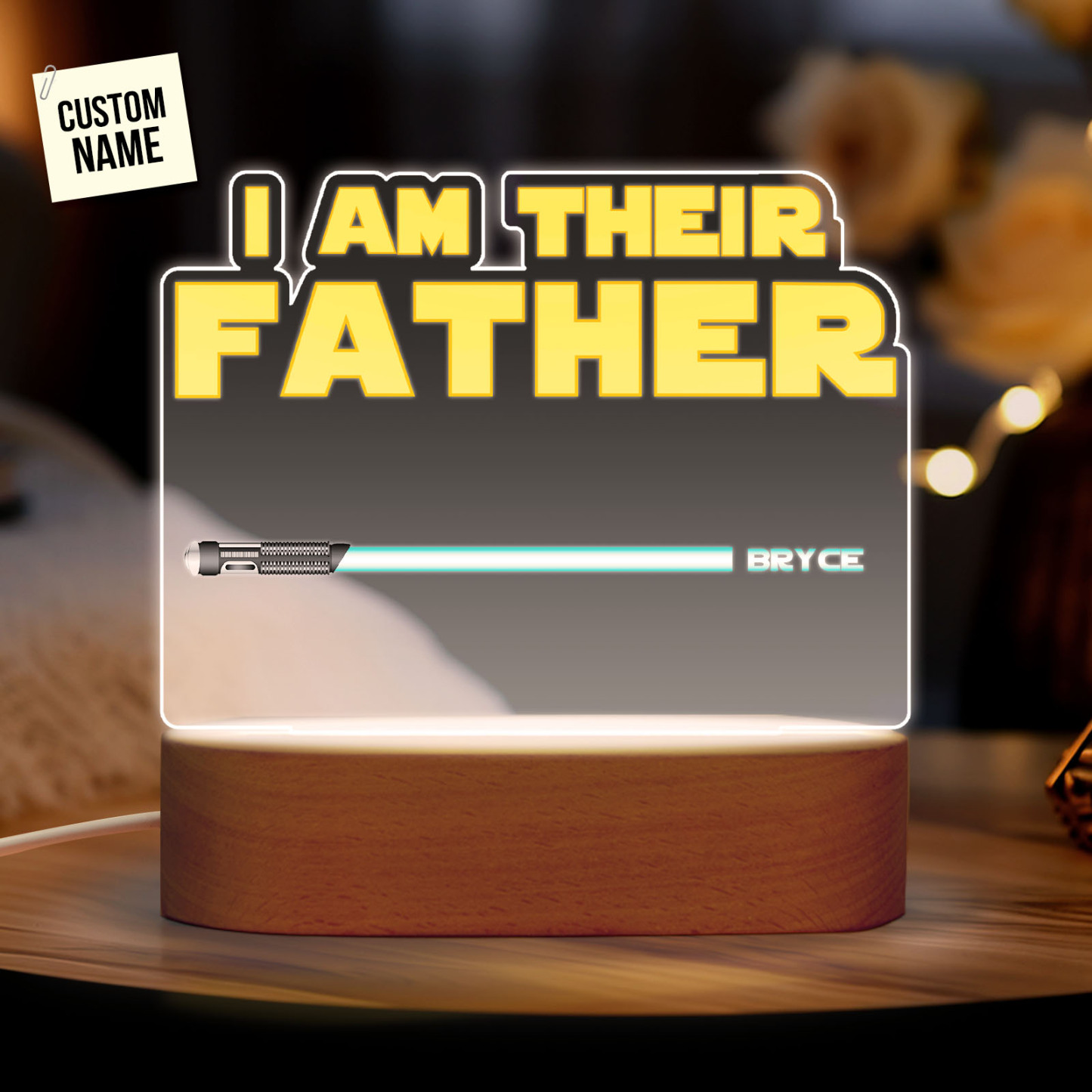I Am Their Father Personalized Lightsaber Night Light with Kids Names Custom Gifts for Dad -