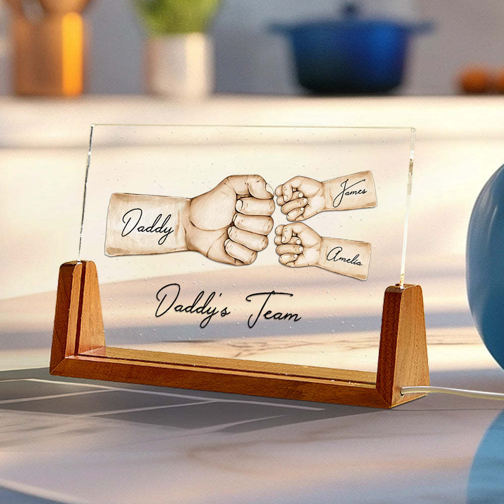 Custom Acrylic Keychain Personalised Daddy's Team Fist Bump Father's Day Gifts