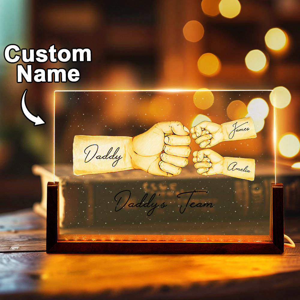 Custom Acrylic Keychain Personalised Daddy's Team Fist Bump Father's Day Gifts