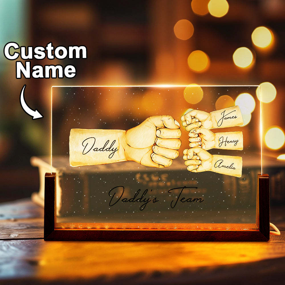 Custom Acrylic Keychain Personalised Daddy's Team Fist Bump Father's Day Gifts